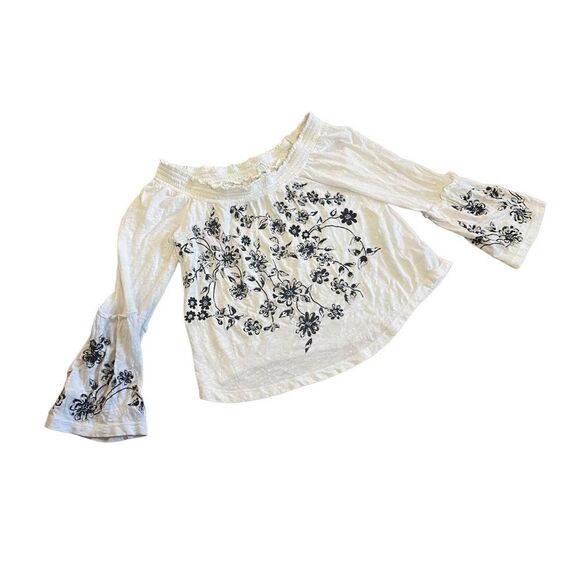 ANTHROPOLOGIE Annie Off the Shoulder Floral Embroidered Blouse boho - Picture 3 of 11